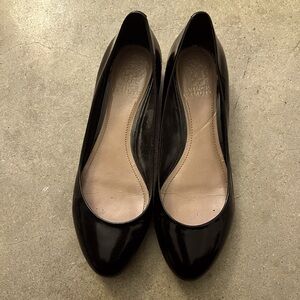 Vince Camuto black patent leather flats.